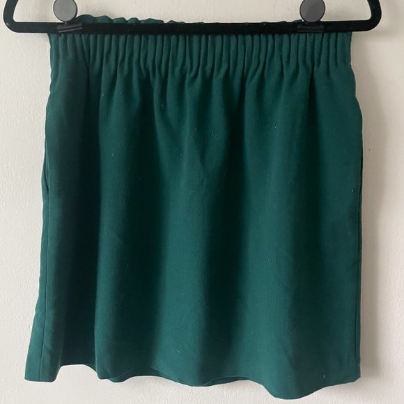 J. Crew Pull On Wool Blend Paperbag Skirt | Forest Green | 4 - Picture 2 of 3